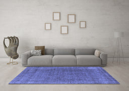 Machine Washable Oriental Blue Industrial Rug in a Living Room, wshurb2221blu
