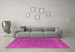 Machine Washable Oriental Pink Industrial Rug in a Living Room, wshurb2221pnk