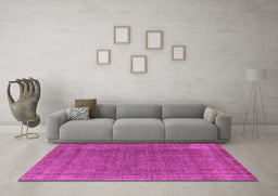 Machine Washable Oriental Pink Industrial Rug in a Living Room, wshurb2221pnk