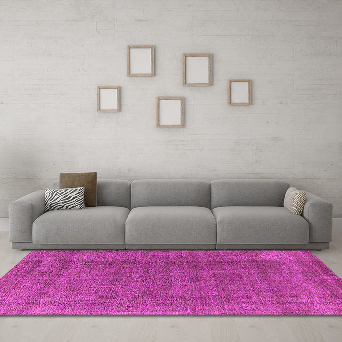 Machine Washable Oriental Pink Industrial Rug in a Living Room, wshurb2221pnk