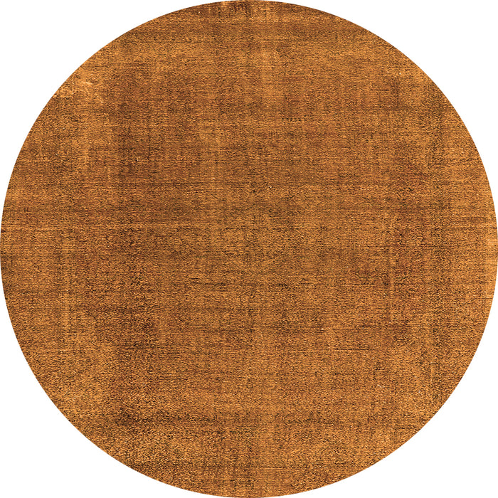 Round Machine Washable Oriental Orange Industrial Area Rugs, wshurb2221org