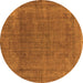 Round Machine Washable Oriental Orange Industrial Area Rugs, wshurb2221org