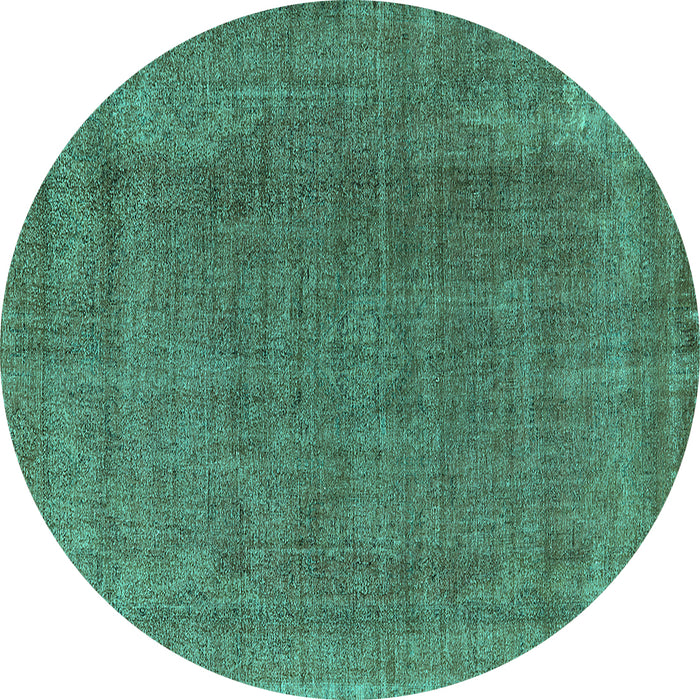 Round Oriental Turquoise Industrial Rug, urb2221turq