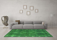 Machine Washable Oriental Green Industrial Rug, wshurb2222grn