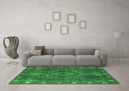 Machine Washable Oriental Green Industrial Area Rugs in a Living Room,, wshurb2222grn
