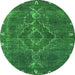 Round Oriental Green Industrial Rug, urb2222grn