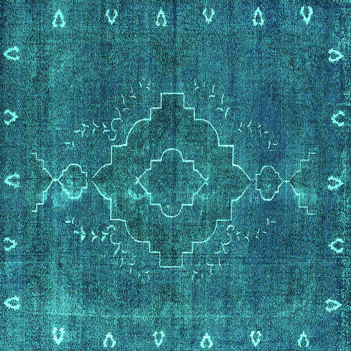 Square Machine Washable Oriental Turquoise Industrial Area Rugs, wshurb2222turq