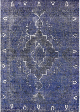 Machine Washable Industrial Modern Blue Rug, wshurb2222