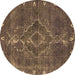 Round Oriental Brown Industrial Rug, urb2222brn