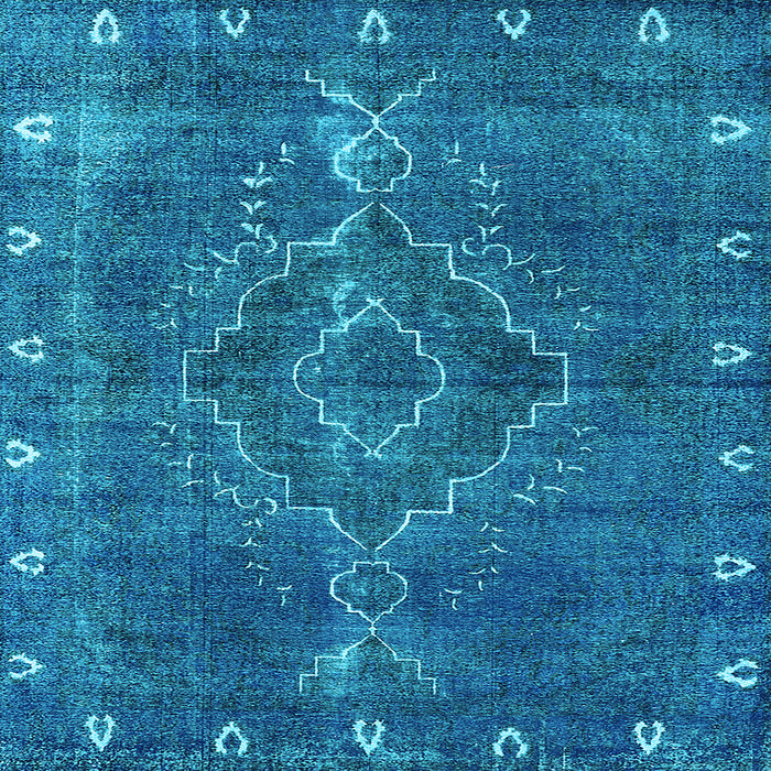 Square Machine Washable Oriental Light Blue Industrial Rug, wshurb2222lblu