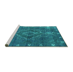 Sideview of Machine Washable Oriental Turquoise Industrial Area Rugs, wshurb2222turq