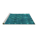 Sideview of Machine Washable Oriental Turquoise Industrial Area Rugs, wshurb2222turq