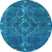 Round Oriental Light Blue Industrial Rug, urb2222lblu