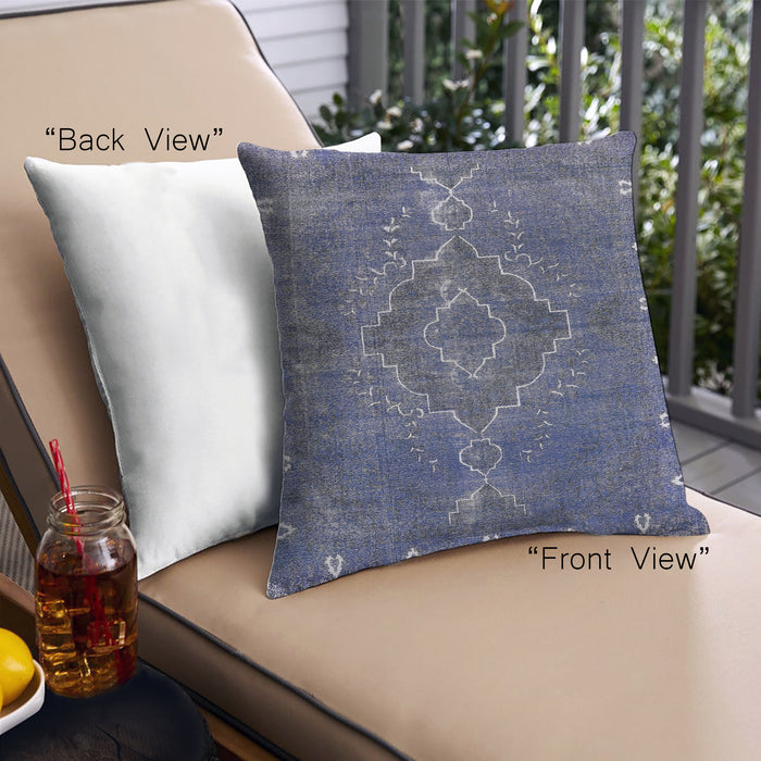Front View of Mid-Century Modern Urban Square Blue Throw Pillow, 18 inch by 18 inch, pwurb2222