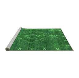 Sideview of Machine Washable Oriental Green Industrial Area Rugs, wshurb2222grn