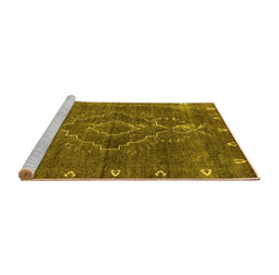 Sideview of Machine Washable Oriental Yellow Industrial Rug, wshurb2222yw