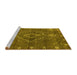 Sideview of Machine Washable Oriental Yellow Industrial Rug, wshurb2222yw