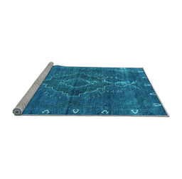 Sideview of Machine Washable Oriental Light Blue Industrial Rug, wshurb2222lblu