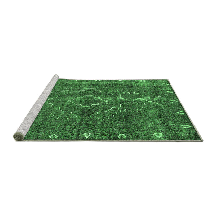 Sideview of Machine Washable Oriental Emerald Green Industrial Area Rugs, wshurb2222emgrn