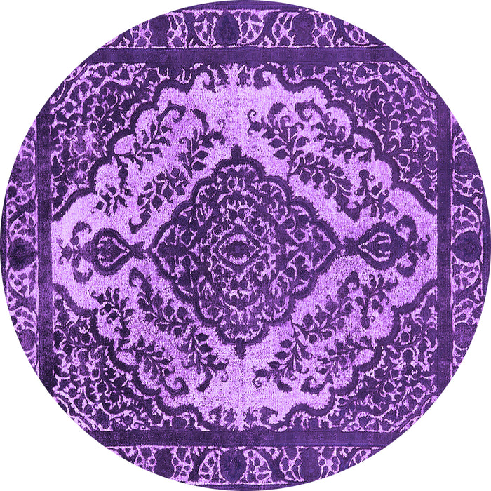 Round Oriental Purple Industrial Rug, urb2223pur