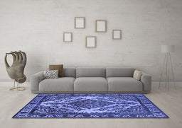 Machine Washable Oriental Blue Industrial Rug in a Living Room, wshurb2223blu