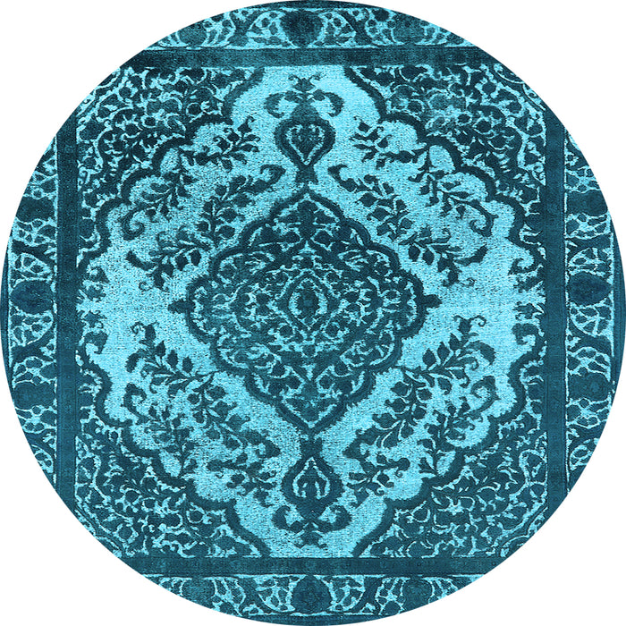 Round Oriental Light Blue Industrial Rug, urb2223lblu