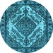 Round Oriental Light Blue Industrial Rug, urb2223lblu