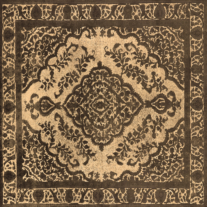 Square Machine Washable Oriental Brown Industrial Rug, wshurb2223brn
