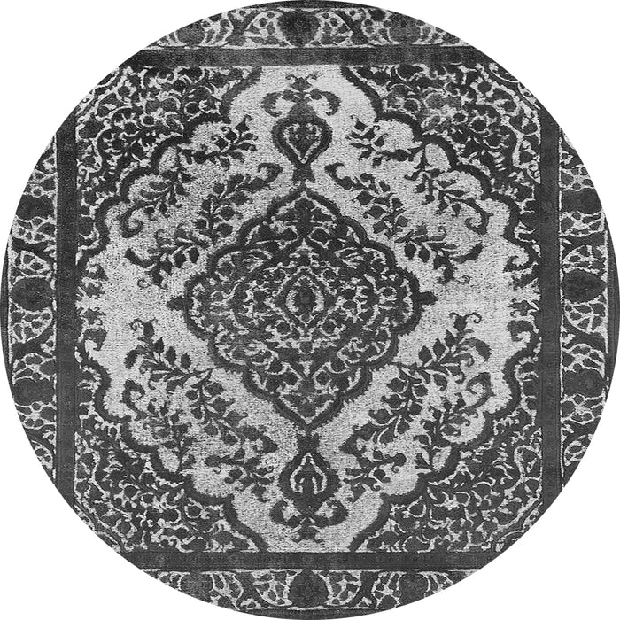 Round Oriental Gray Industrial Rug, urb2223gry
