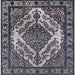 Square Mid-Century Modern Charcoal Blue Oriental Rug, urb2223