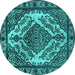 Round Oriental Turquoise Industrial Rug, urb2223turq