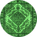 Round Oriental Green Industrial Rug, urb2223grn