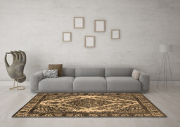 Machine Washable Oriental Brown Industrial Rug in a Living Room,, wshurb2223brn