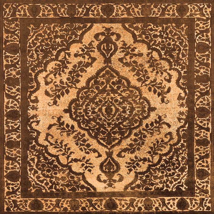 Square Machine Washable Oriental Orange Industrial Area Rugs, wshurb2223org