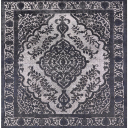 Square Machine Washable Industrial Modern Charcoal Blue Rug, wshurb2223