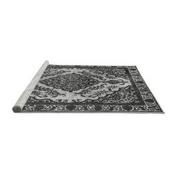 Sideview of Machine Washable Oriental Gray Industrial Rug, wshurb2223gry
