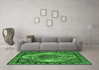 Machine Washable Oriental Green Industrial Rug, wshurb2223grn