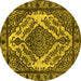 Round Oriental Yellow Industrial Rug, urb2223yw