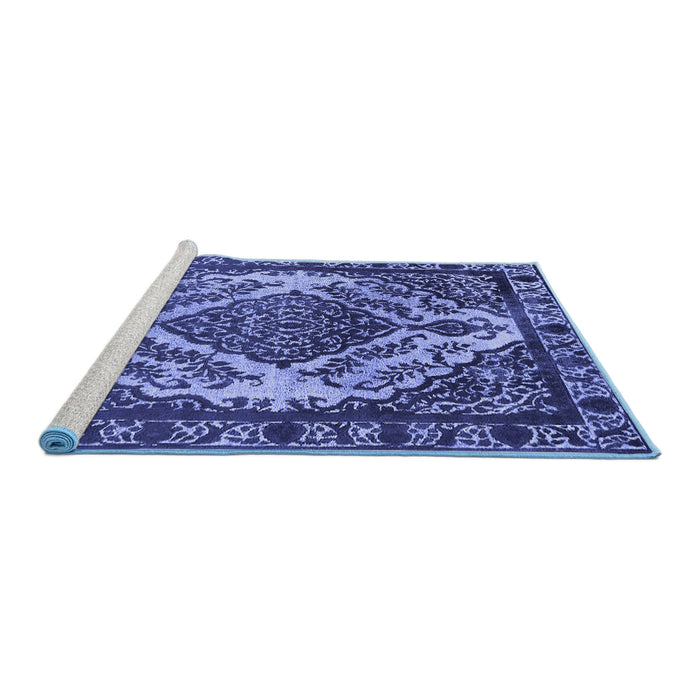 Sideview of Machine Washable Oriental Blue Industrial Rug, wshurb2223blu