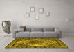 Machine Washable Oriental Yellow Industrial Rug in a Living Room, wshurb2223yw