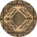 Round Oriental Brown Industrial Rug, urb2223brn