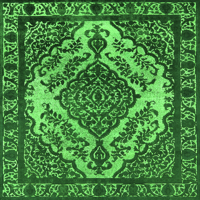 Square Machine Washable Oriental Green Industrial Area Rugs, wshurb2223grn