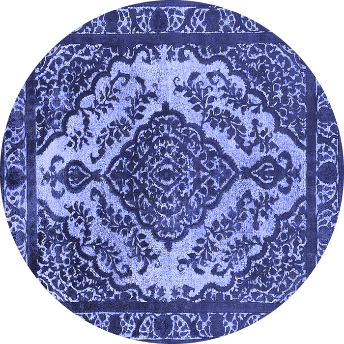 Round Oriental Blue Industrial Rug, urb2223blu