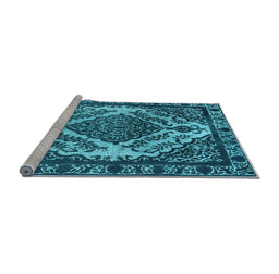 Sideview of Machine Washable Oriental Light Blue Industrial Rug, wshurb2223lblu