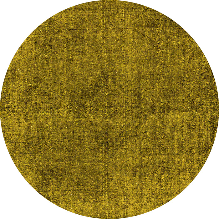 Round Oriental Yellow Industrial Rug, urb2224yw