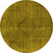 Round Oriental Yellow Industrial Rug, urb2224yw