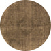 Round Machine Washable Oriental Brown Industrial Rug, wshurb2224brn