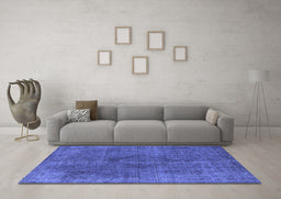 Machine Washable Oriental Blue Industrial Rug in a Living Room, wshurb2224blu
