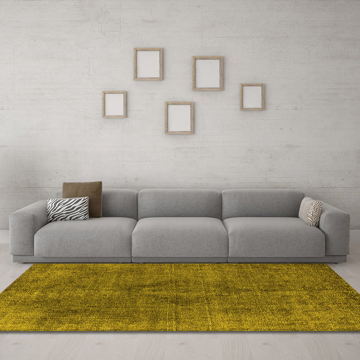 Machine Washable Oriental Yellow Industrial Rug in a Living Room, wshurb2224yw