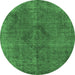 Round Oriental Emerald Green Industrial Rug, urb2224emgrn